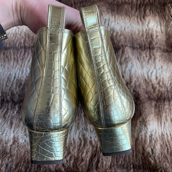 Max Mara Salice Ankle Boots Gold Croc - Picture 7 of 10